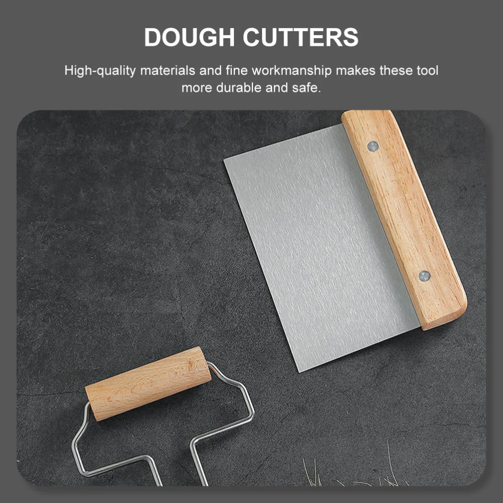 2Pcs Stainless Steel Rolling Pin Dough Cutter Kitchen Supply Kit (Assorted Color) |