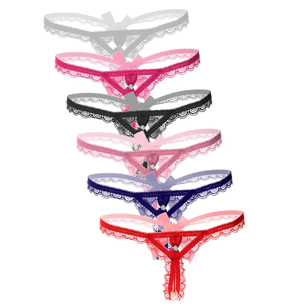 Сексуальное женское белье кружевные трусики стринги с жемчужной подвеской