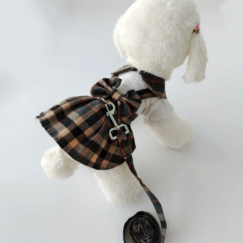 

Pet Dog Cat Clothes Princess Style Skirt Dog Dress With Harness Leash Chihuahua Cute Skirt For Small Dogs Luxury Puppy Dresses