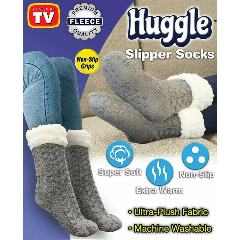 Huggle Slipper Sock ультра-плюшевые носки-тапочки сохраняют всю стопу и лодыжку в полном