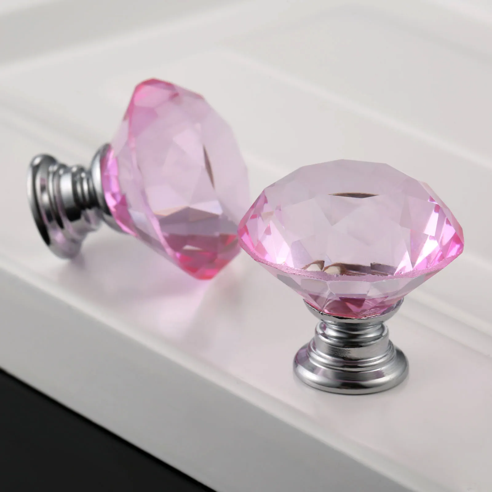 Ручка стеклянная с кристаллами и стразами для дверей шкафов 2 шт. 30 мм мебельная