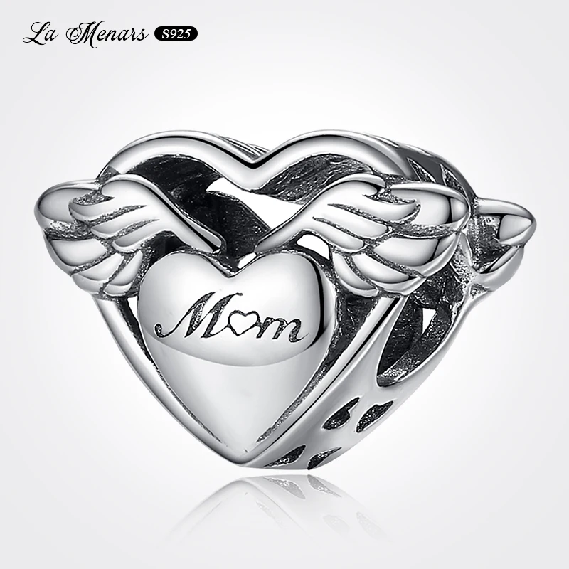 

Angel Mom Bead Charms Fit Original Brand Charm Bracelet Genuine Silver Plating Women Jewelry DIY Making Holiday Gift