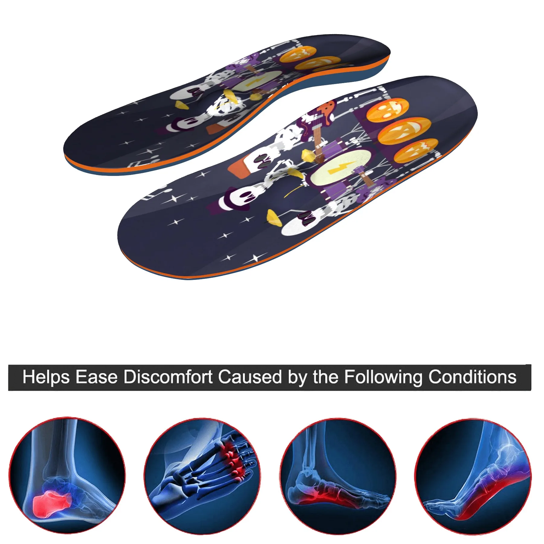 Halloween men and women relieve fatigue, arch support, flat foot fasciitis, orthopedic insole, non-slip orthopedic insole