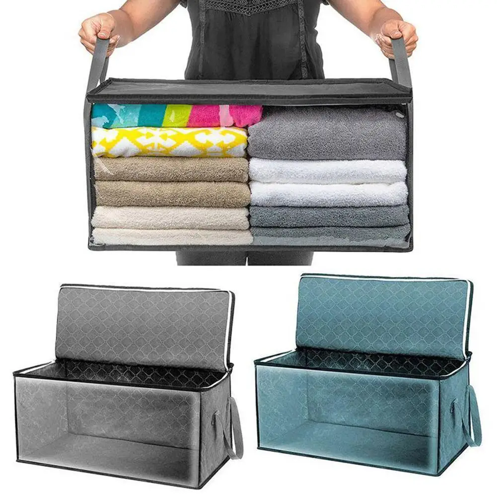 

New Quilt Clothes Storage Boxs Home Non-woven Large Capacity Foldable Closet Organizer Box Portable Move House Tidy Packing Bag