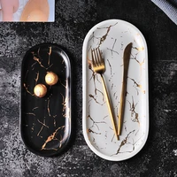nordic style marble rectangular ceramic plate irregular western food plate sushi plate household tray jewelry plate