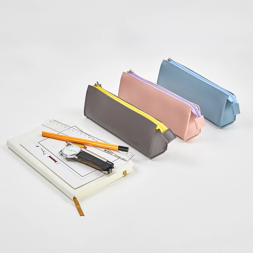 

Simple ins pencil case portable cosmetic bag multifunctional student zipper stationery bag pu waterproof storage bag
