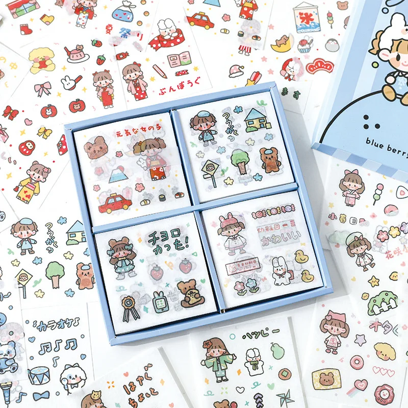 

100 Sheets Cute Cartoon Girl Washi Stickers Scrapbooking Color Hand Account Decoration Korean Stationery Custom Stickers Kawaii