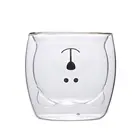 Милый медвежонок, без свинца, двойная стена, ручная работа, стекло, термостойкий, молоко, сок, напиток, чашка, изолированное прозрачное стекло, чай, кофе, посуда для напитков