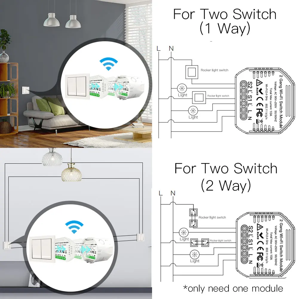 Wifi умный светильник Diy выключатель модуль Smart Life/Tuya приложение дистанционное