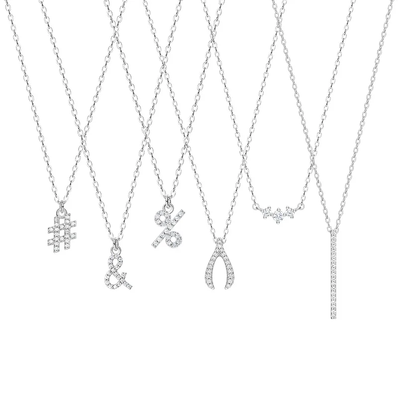

Fashion Real 925 Sterling Silver Wishing Bone Lucky Symbol Spark Pendant Necklace Clavicle Chain Women Girls Fine Jewelry