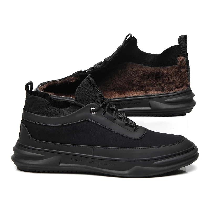 

Misalwa Casual Sneakers for Men PU Upper Plush Lining Winter / Spring Moccasions Trendy Daily Outdoor Leisure Shoes Keep Warm