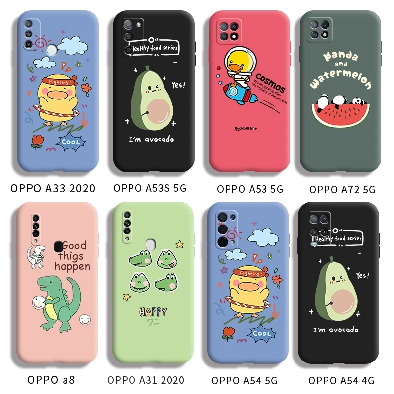 

Для OPPO A33 2020 A53S 5G A53 5G A72 5G a8 A31 2020 A54 4G A54 5G корпус с мультяшным животным задняя крышка противоударный чехол