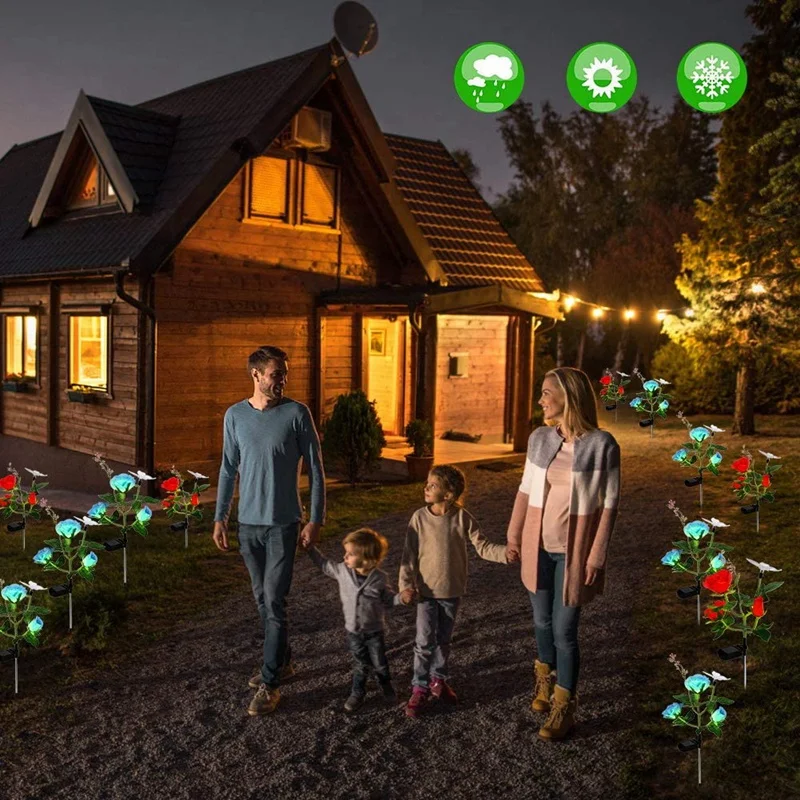 

New Rose Solar Light,Lawn Light with Rose Butterfly Solar Powered, Waterproof Solar Outdoor Lights for Garden,Lawn,Courtyard