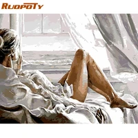 ruopoty frame women figure diy painting by numbers kits handpainted oil painting modern wall art picture for home decor 40x50cm