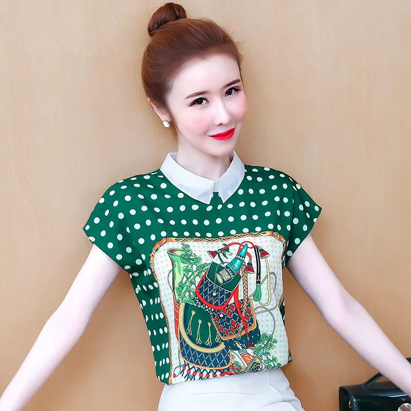 

Новое летнее платье в горошек с принтом свободного кроя с круглым вырезом и коротким рукавом в Корейском стиле; Модные шикарные модные блуз...