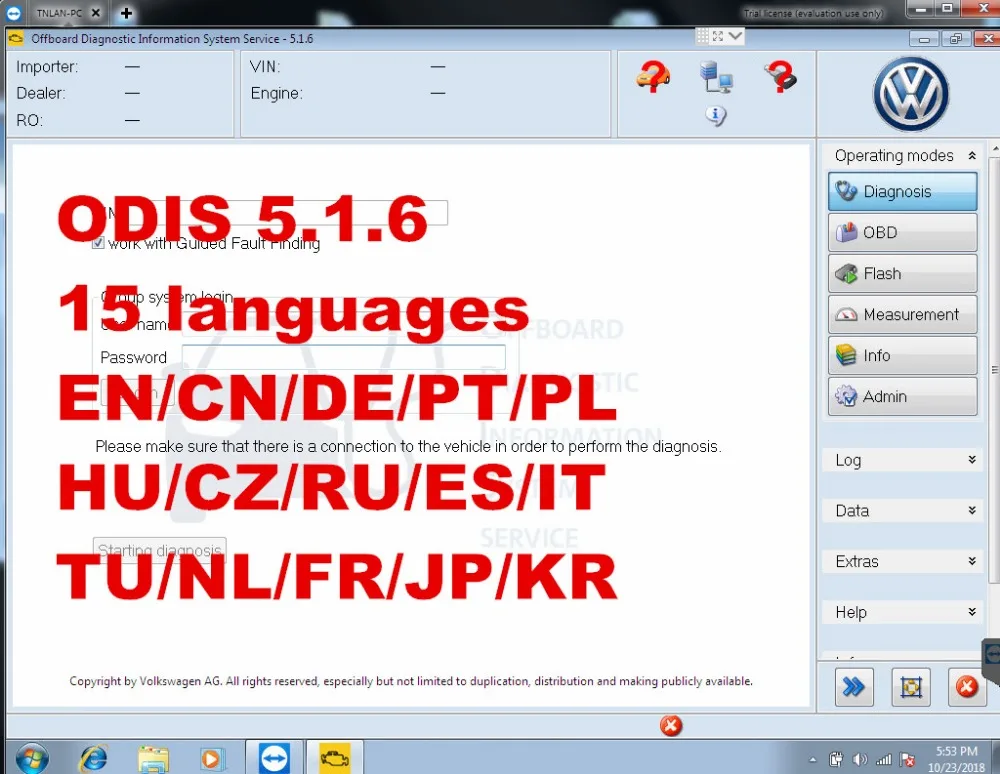Горячие Vas 5054A Odis 5,16 программное обеспечение с инженером 9,22 ETKA 8,1 и Elawin 6,0 VASPC 19,01 VAG ODIS 5.0.4 поддержка онлайн входа