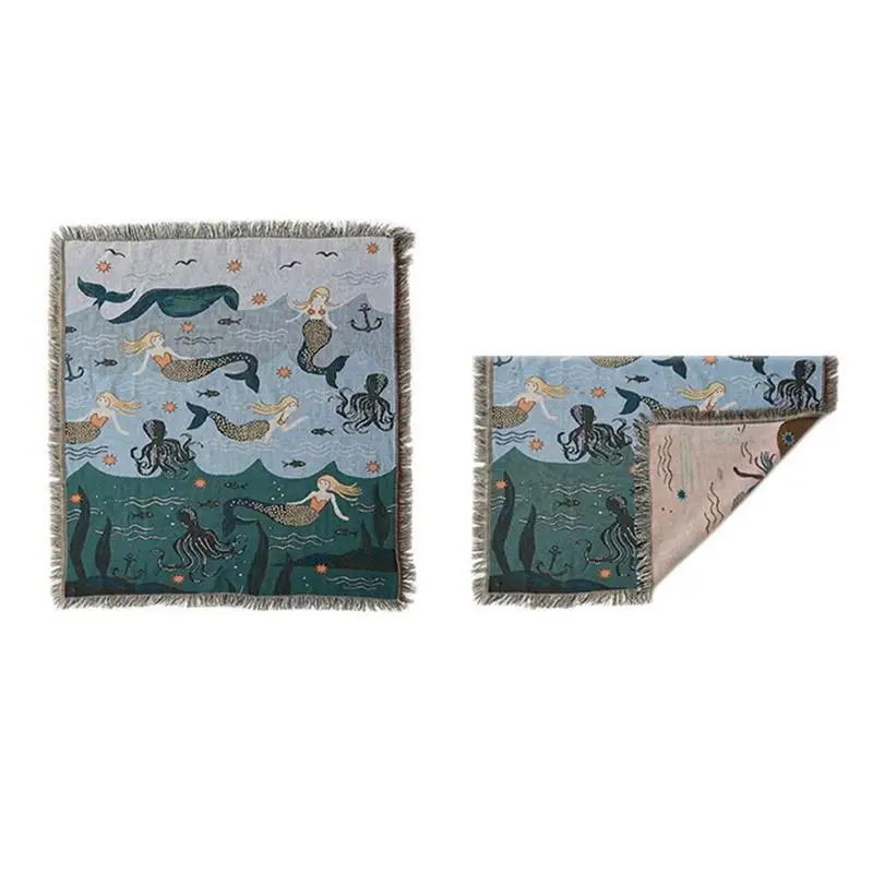 Mermaid Sofa Towel Blanket For Couch Decorative Slipcover Throws Rectangular Stitching Travel Plane Home Textile | Дом и сад
