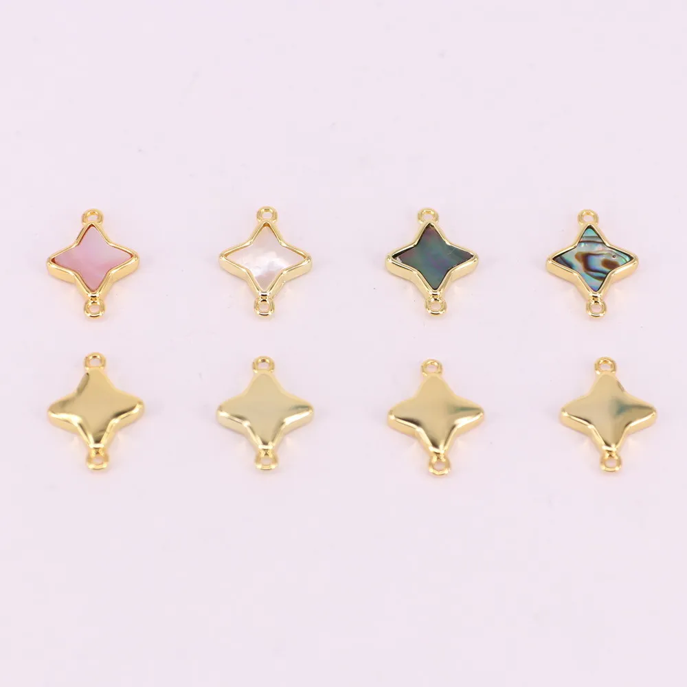 

13x19mm star connector with mop decoration high quality polished& gold plated for jewelry making wholesale price free shipping