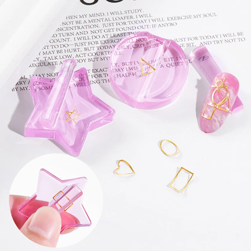 1Set Star/Heart/Round/Square Nail Art Metal Slice Heart Acrylic Bend Curve Making Model Pressed Mold Equipment Tools | Красота и