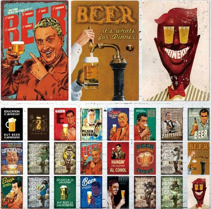 

Metal Painting Decor Funny Beer Metal Sign Tin Sign Plaque Metal Vintage Pub Metal Plate For Bar Pub Club Man Cave Decoration