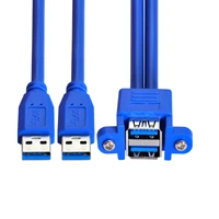 combo dual usb 3 0 male to stackable female extension cable 50cm with screw panel mount holes