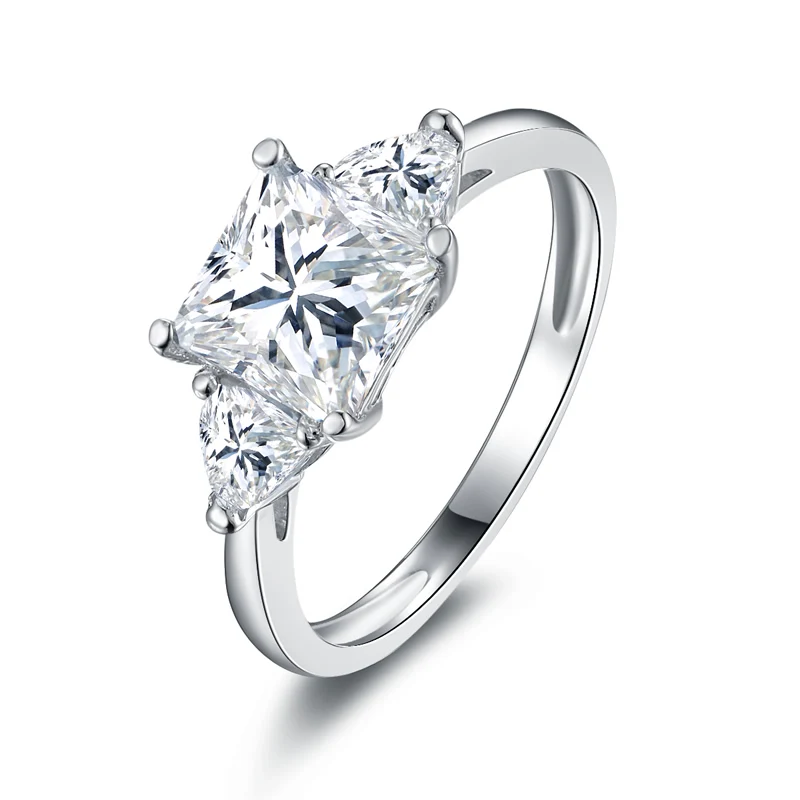 AINUOSHI Трендовое кольцо с тремя камнями 14 K, однотонное белое/желтое золото, День Святого Валентина, 1,6 карат, принцесса, огранка, Сона, бриллиантовое обручальное кольцо