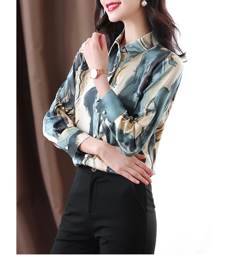 Осенняя рубашка в стиле ретро с винтажным принтом женские топы шикарные блузы
