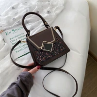 spring women bags 2020 new fashion patent leather sequins one shoulder messenger bag wild portable small square bag