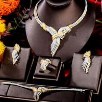 godki luxury star flower leaf nigerian trendy jewelry sets for women wedding cubic zircon cz dubai gold bridal jewelry set 2019