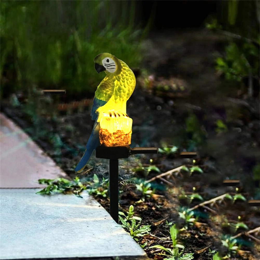 

2pcs/pack Lawn Yard Resin Parrot Solar Light Ornament Pathway Stakes Outdoor Garden Patio Landscape Waterproof Ground Plug