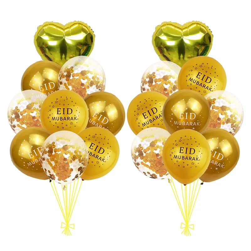 

Twins Party Gold Heart HAJJ MUBARAK Confetti Balloon Kit Ramadan Eid Decoration Silver Ballon Helium For Muslim Eid Party