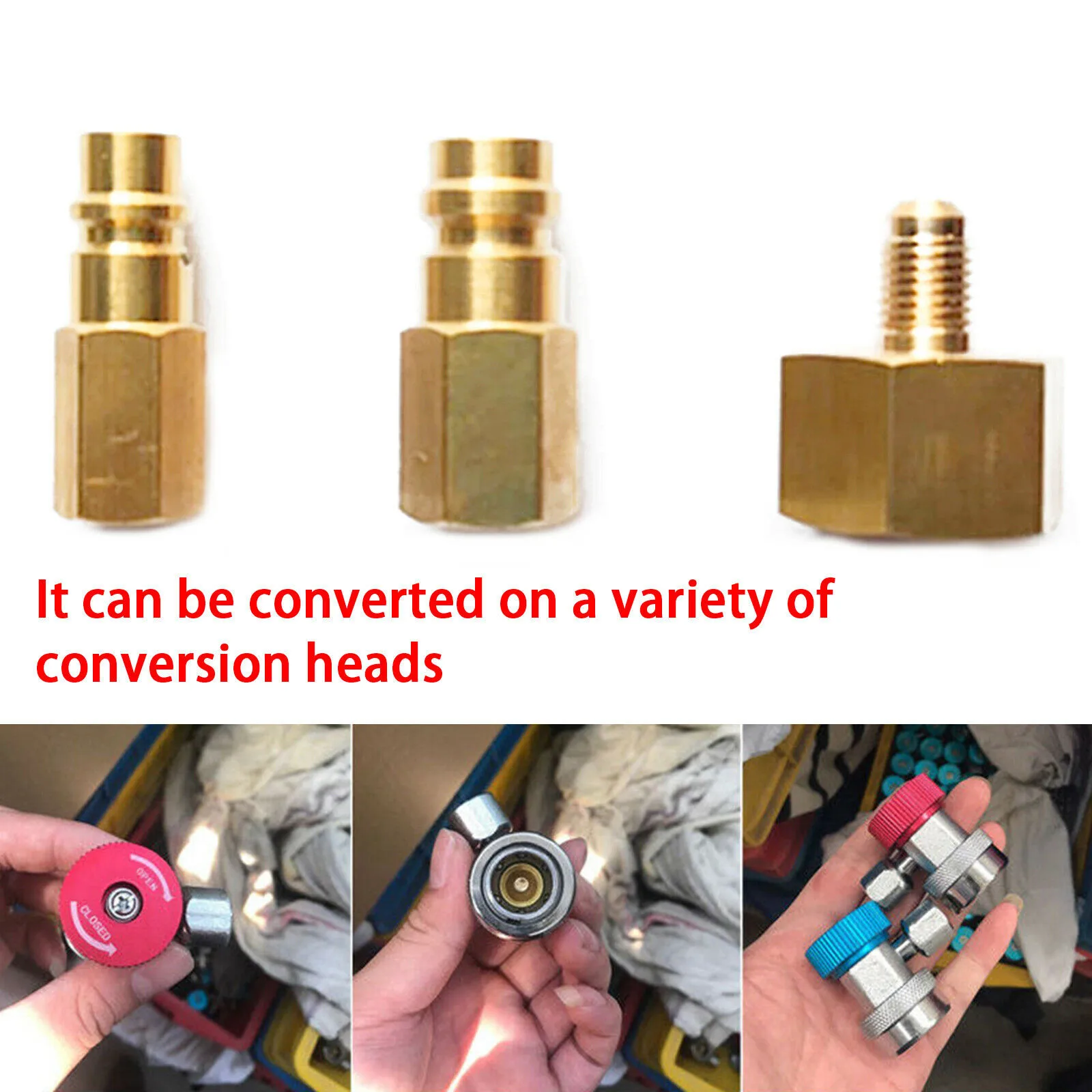 

3PCS Refrigerant Bottle Adapter Set For R134A 1/4SAE Thread W21.8 To 1/4SAE Tools Accessories Home DIY