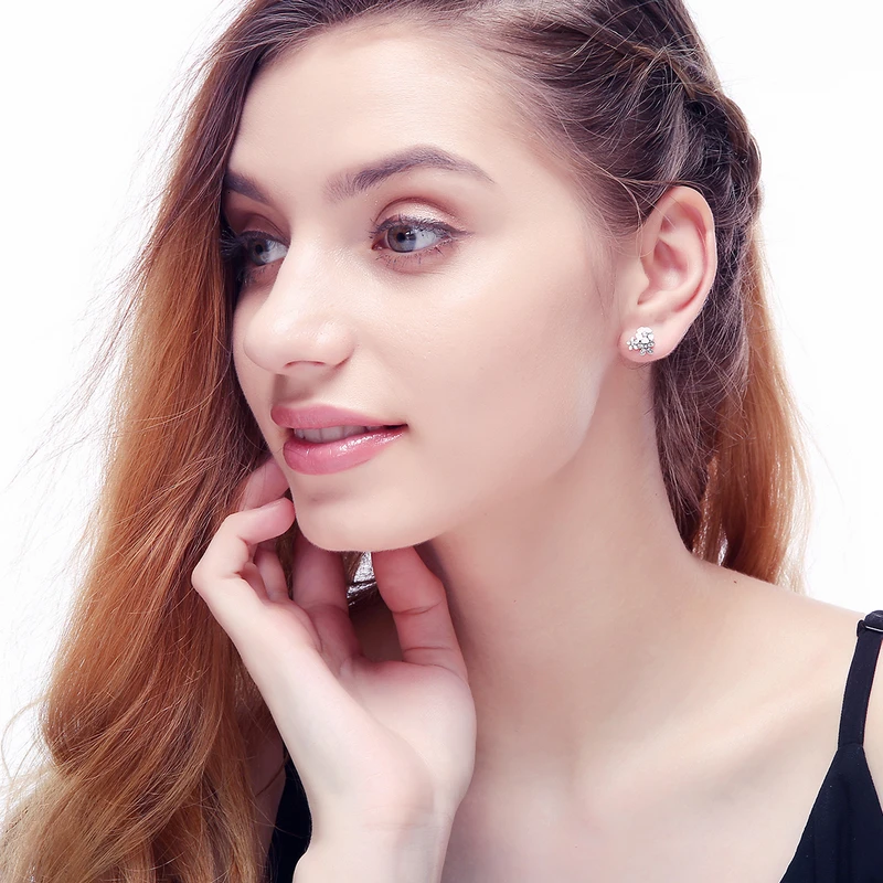 DEVOLOVE Мода 100% 925 стерлинговые серебряные серьги розовые ромашки вишня цветок