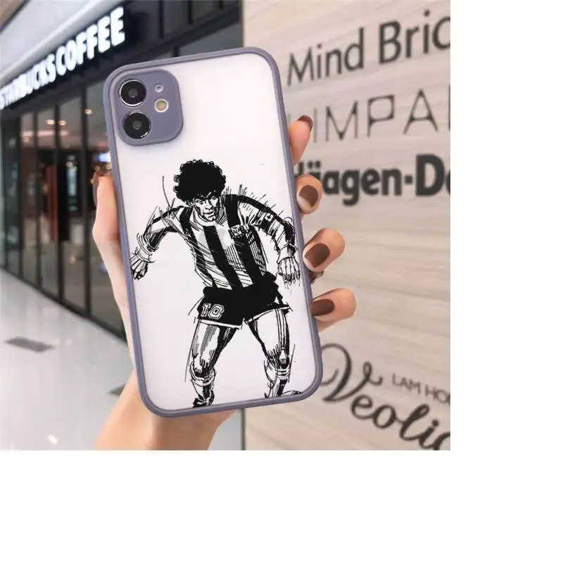 

caetoon Maradona Phone Case Matte For iPhone 12 Mini 11 Pro XR XS Max 7 8 Plus X Hard PC Back Cover