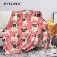 toaddmos cute pug dog pink fleece blanket warm sofa bedroom soft throw blanket for adult kids school nap knee fall blanket quilt