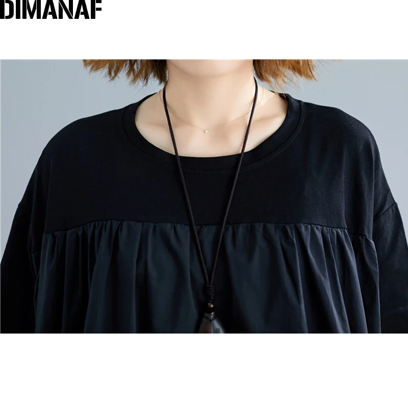 DIMANAF летняя блузка рубашки женская одежда большие размеры плиссированные с
