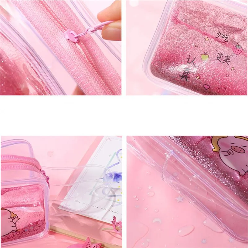 Футляр для ручек чехол письма с зыбучим песком милый поросенок конфетный цвет