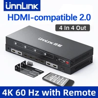 unnlink 4k 60hz hdmi splitter matrix 4x4 hdcp 2 2 switch 4 input 4 output rs232 ir remote for tv ps4 pc