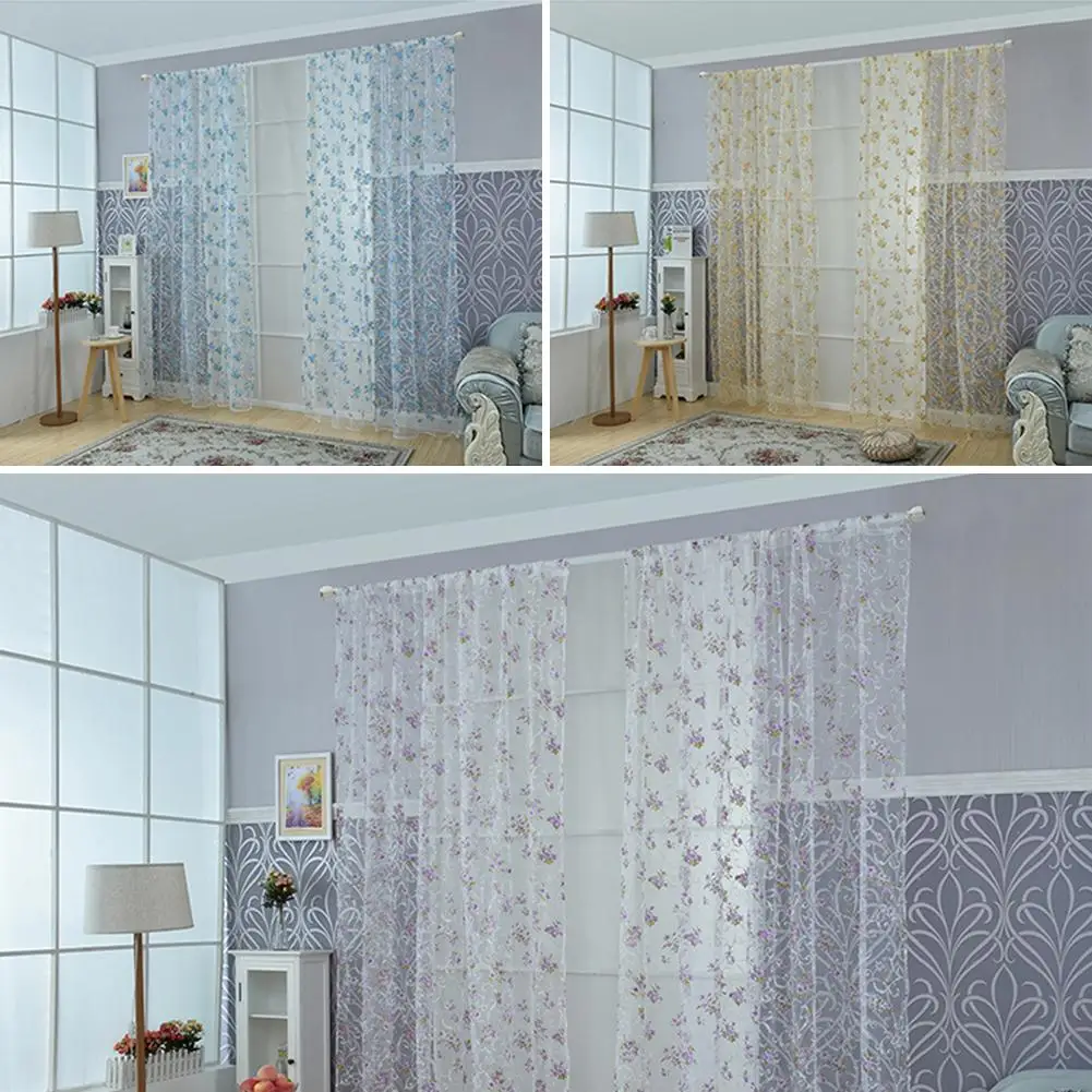 100x200 см в деревенском стиле цветочные прозрачные Занавески для окон дверные