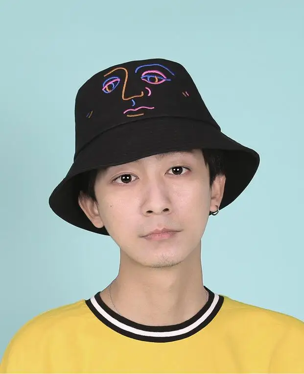 

Fashion Bucket Hats For Women Men Black Pink Flat Hat Bush Cap