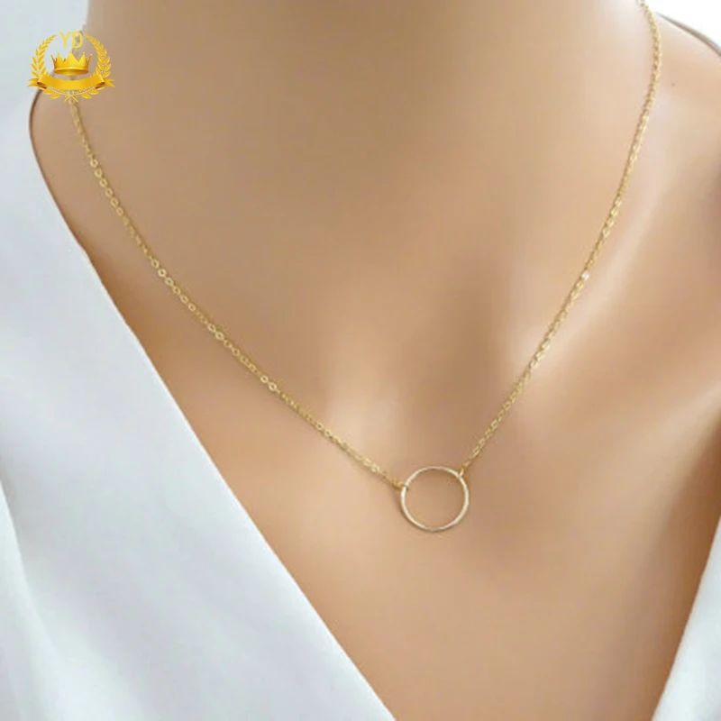 

2021 NEW Fashion Minimalist Small Round Pendant Necklace for Women Geometric Karma Circle Neck Chain Choker Collares Jewelry
