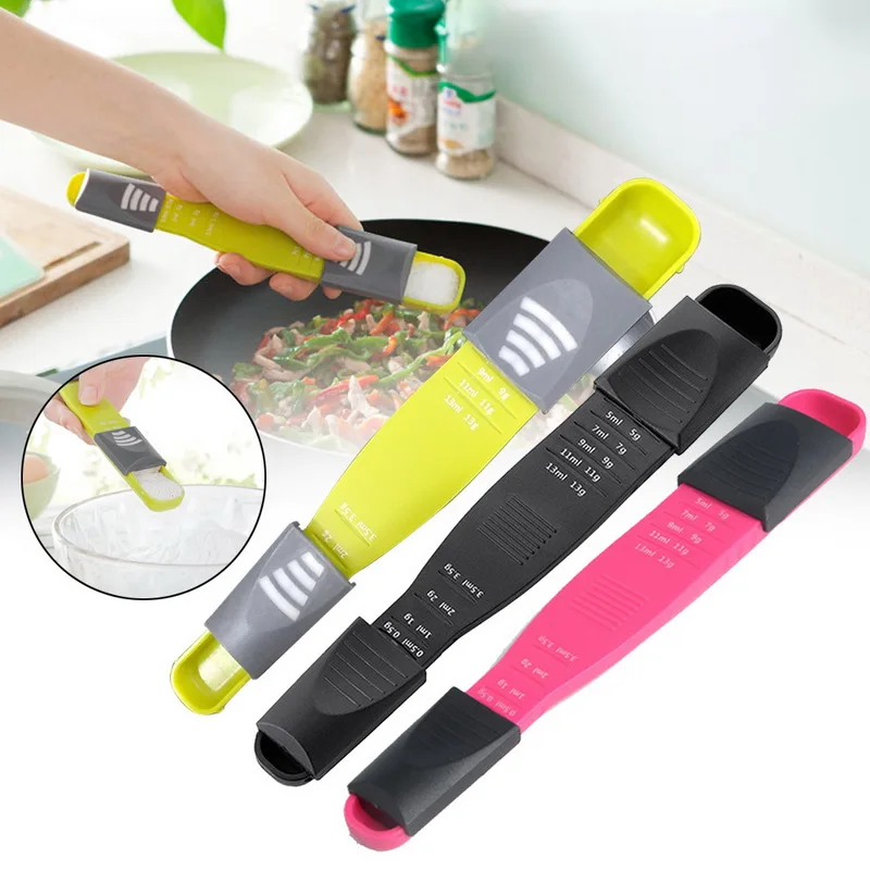 

Adjustable Teaspoon Double End Measuring Spoon Kitchen Gadget Kitchen Baking Accessories Scale Plastic Baking Quantitative Spoon