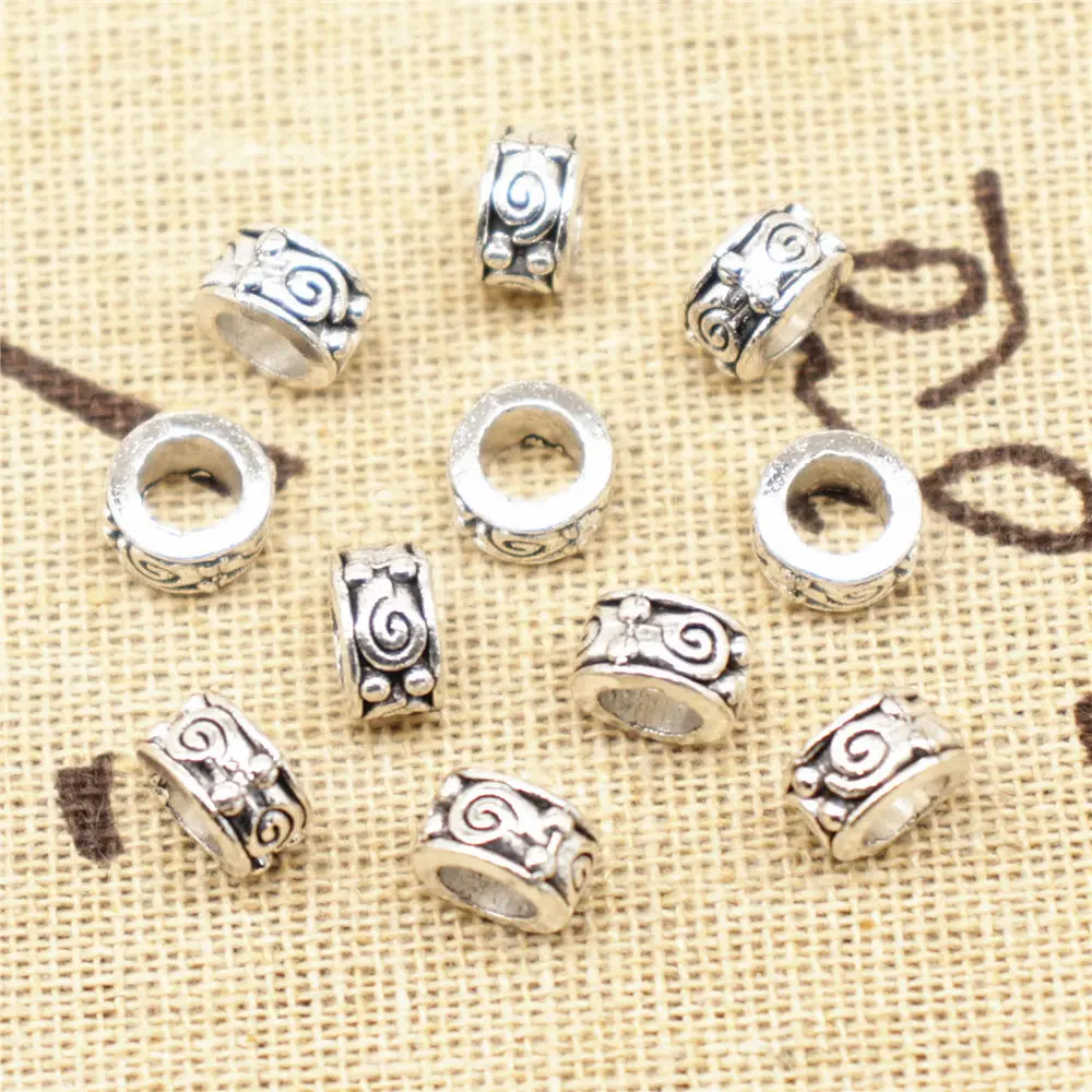 

Подвесные бусины 4x8 мм с большим отверстием, античное серебро, 20 шт.