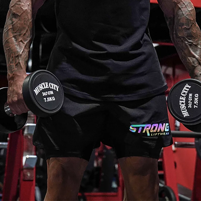 

European And American Summer New Trend Fitness Shorts Men's Sports Outdoor Running Training Double Breathable Shorts
