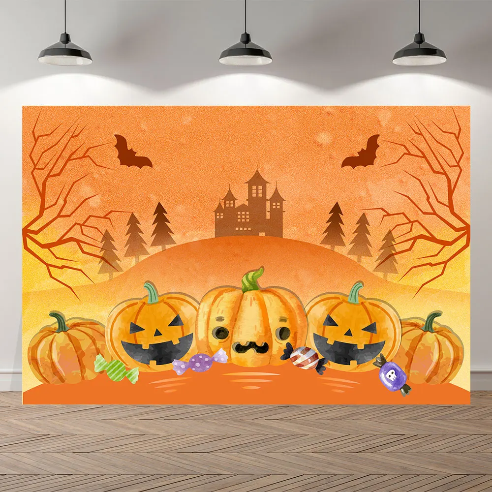 Фон для студийной фотосъемки детей с изображением замка Хэллоуина призрака