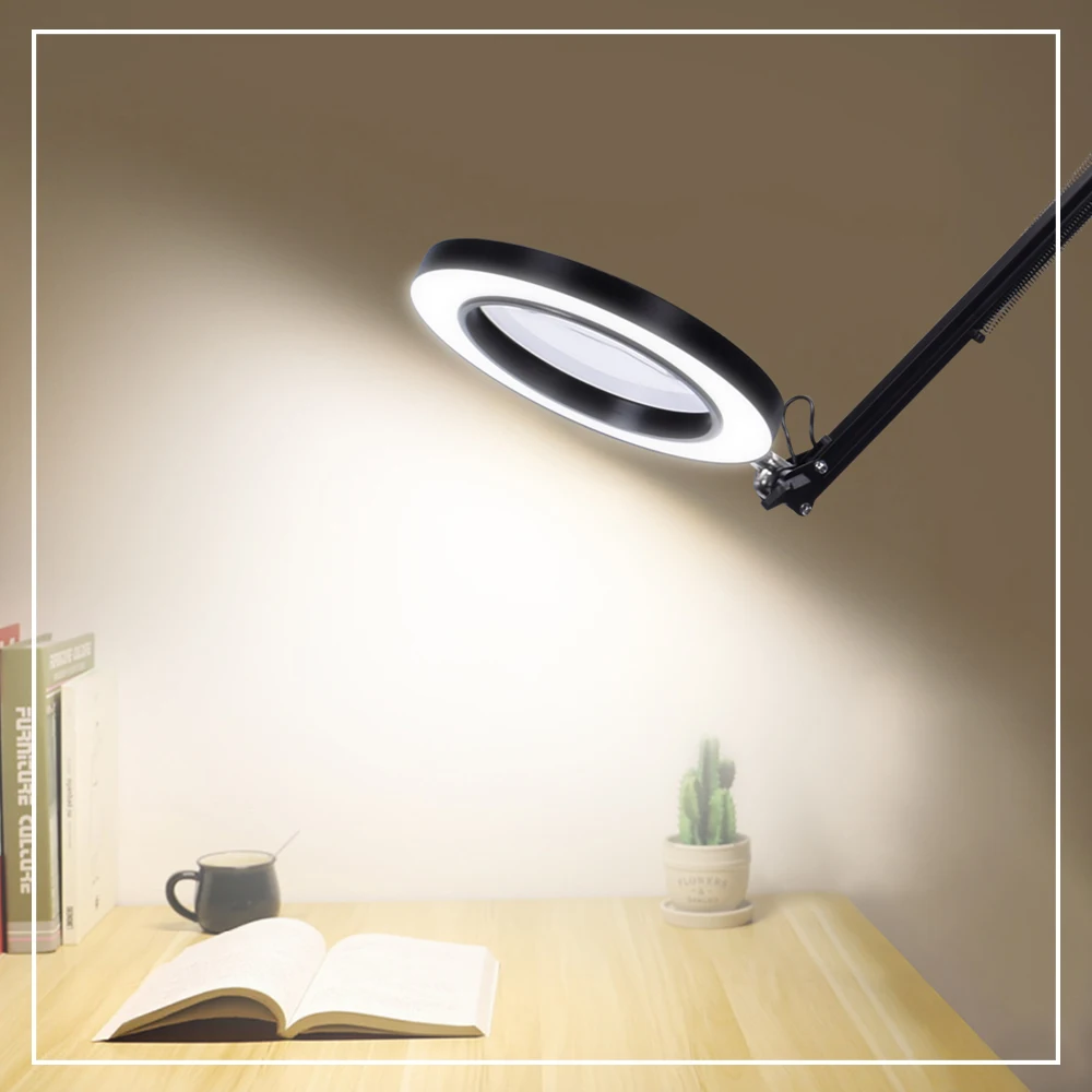 Лупа с подсветкой USB 5X 3 цвета настольная лампа увеличительное стекло инструменты