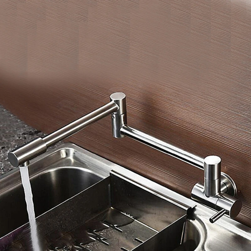 Articulating Kitchen Faucet brass brushed nickel Pot Filler Double Joint Wall Mount Brushed Finish 05
Articulating Kitchen Faucet brass brushed nickel Pot Filler Double Joint Wall Mount Brushed Finish 05