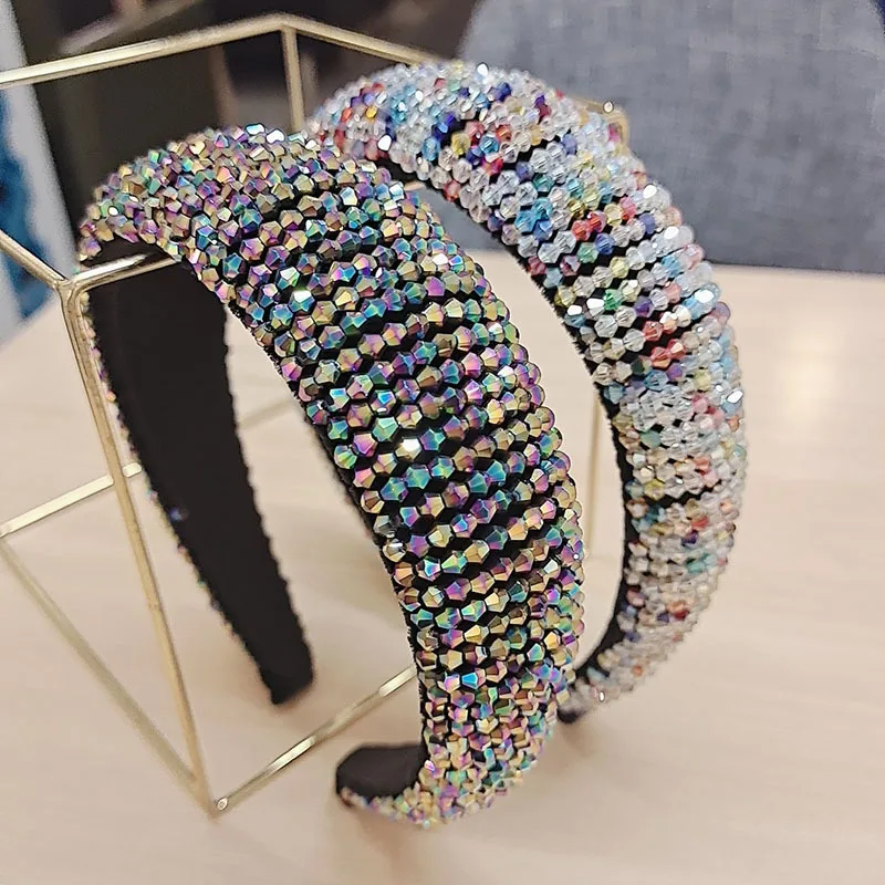 

New Baroque Full Crystal Hair Bands For Women Lady Luxury Shiny Padded Diamond Headband Hair Hoop Fashion Hair Accessories