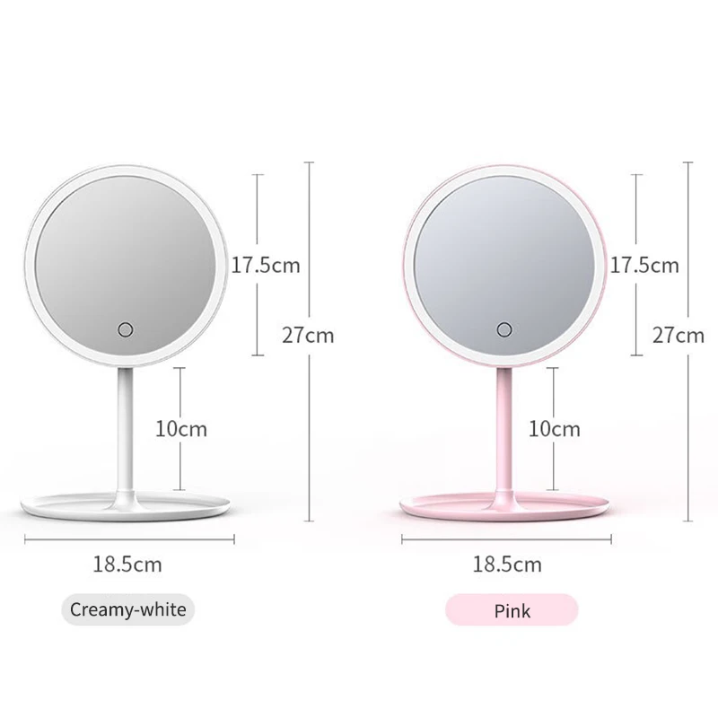Rechargeable Makeup Mirror With Light 90 Degree Adjustable Portable Touch Screen Led Makeup Mirror With Storage