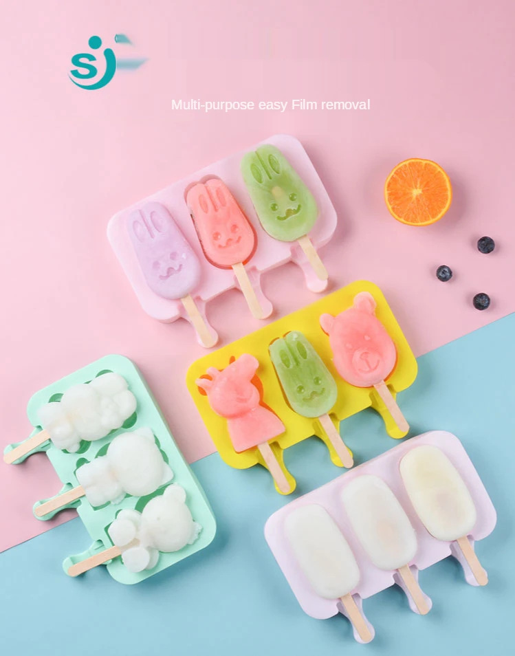 

Silicone Ice Cream Mold DIY Homemade Popsicle Molds Freezer Juice Three Little Pigs Bunny Bears Shape Ice Cube Tray Popsicle Bar